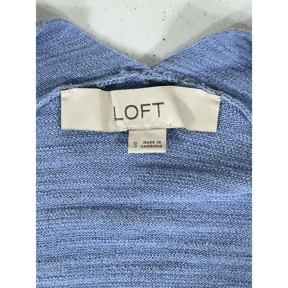 Loft Cardigan Sweater Size Small Periwinkle Slub Knit Open Front Oversized - Picture 3 of 7